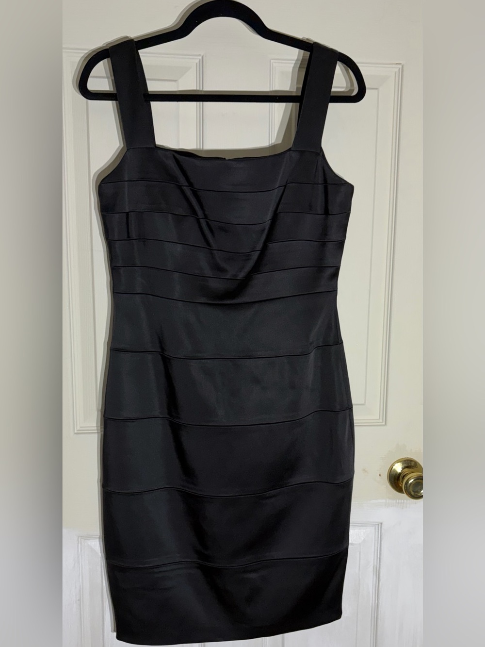 NWT CACHE Size 8 Black Sheath Sleeveless Square Neck Formal Party Dress wedding